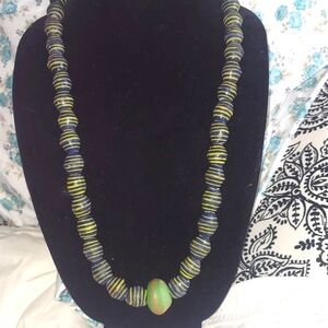 Vintage Handmade African Kenya Graduated Chunky Trade Beads long necklace